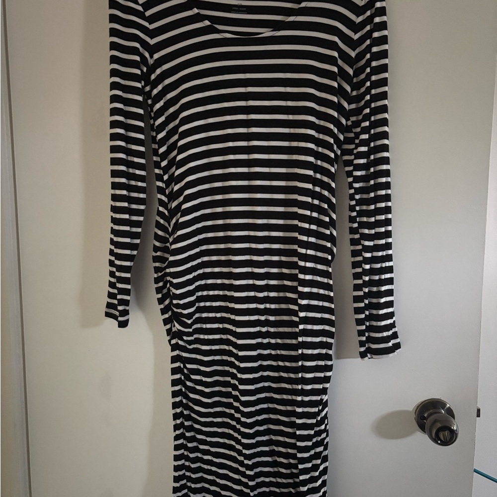 Black and White Striped Maternity Dress